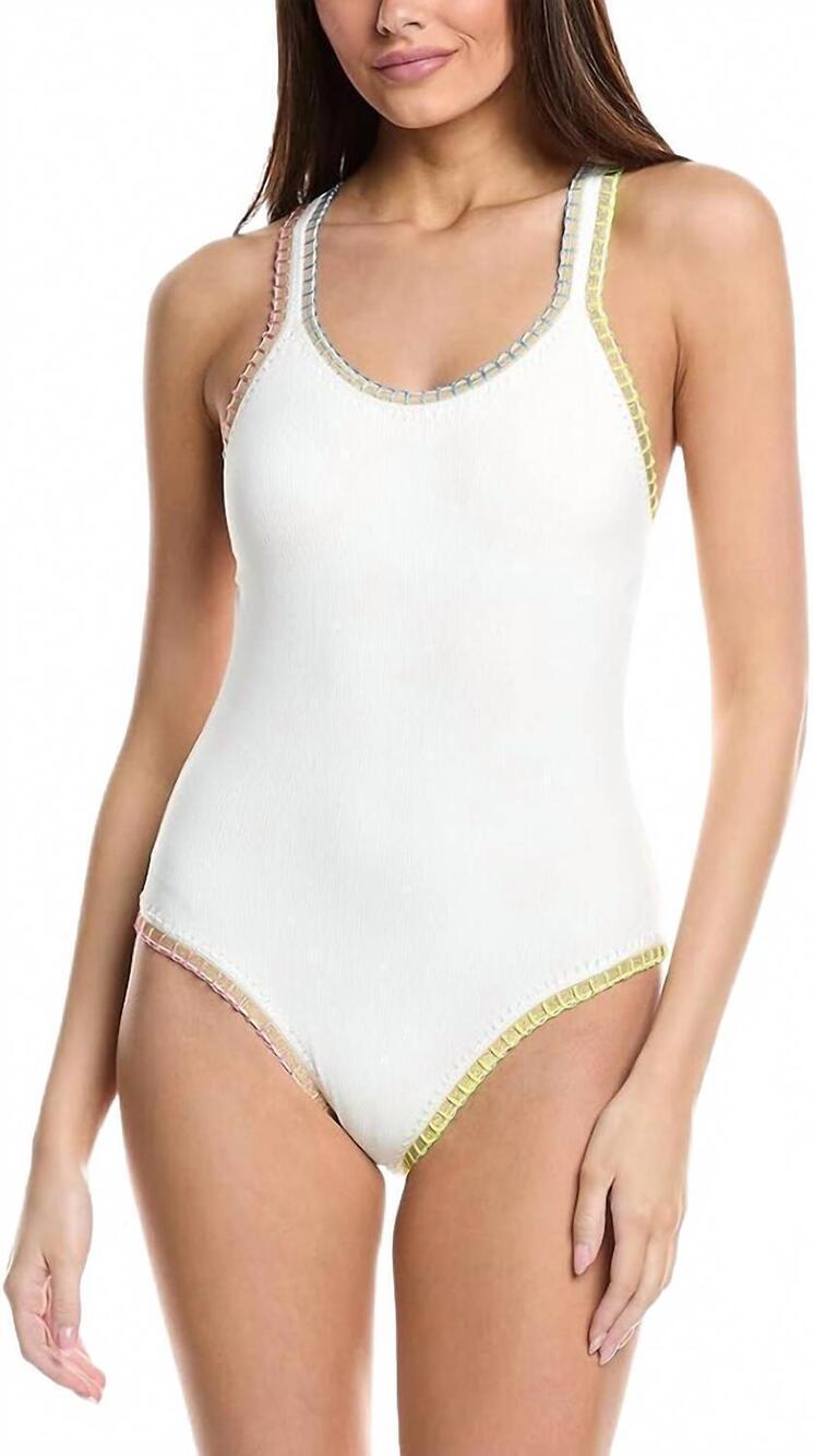 NEW PQ SWIM solange ferrarini crochet trim one-piece in white